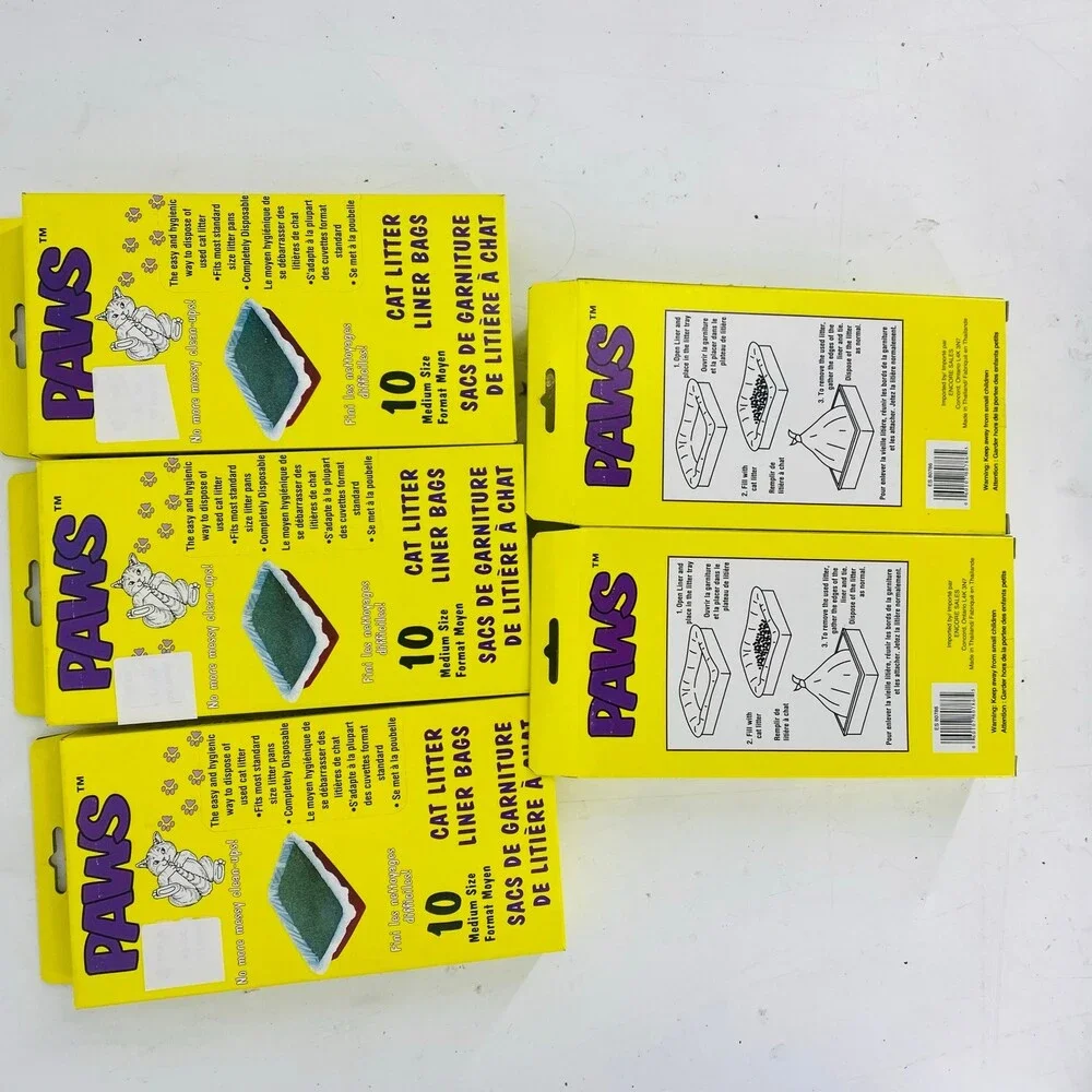 5 Pack - PAWS Cat Litter Liner Pads 10 Each (50 Total) Discontinued